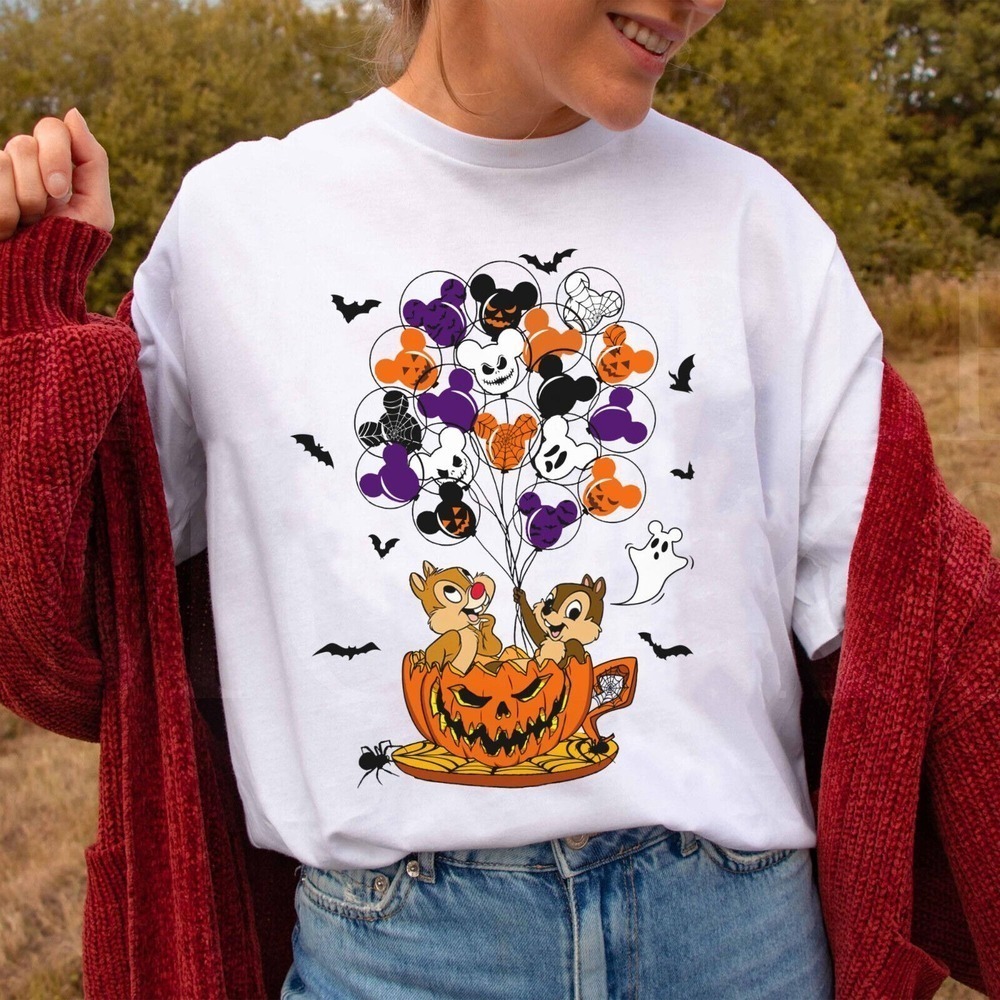 Chip N Dale Halloween Mickey Balloon Disney Halloween Party Tshirt